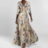 Plus Size 3/4 Sleeve Maxi Dress GHMF-28751-28480