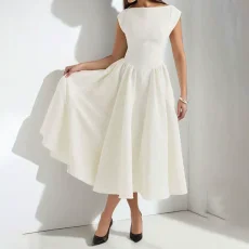 Plus Size Solid Color Sleeveless Long Dress GHMF-29220