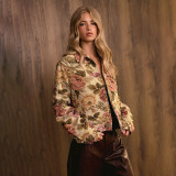 Retro Floral Printed Long Sleeve Coat GDSF-J26TP435