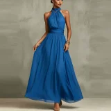 Plus Size Halterneck Sleeveless Maxi Dress GHMF-30592