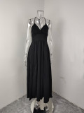 Plus Size Solid Color Split Sling Maxi Dress GHMF-29249
