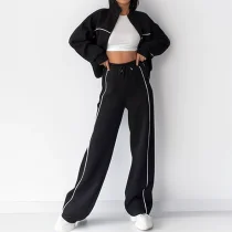 Plus Size Casual Sport Long Sleeve Pants Suit GHMF-28696