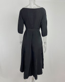 Plus Size Solid Color Slash Shoulder Maxi Dress GHMF-21705