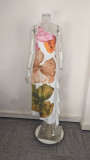 Plus Size Single Shoulder Sling Printed Maxi Dress GHMF-29511