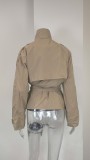 Plus Size Solid Color Tie Up Short Coats GHMF-29898