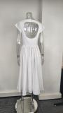 Plus Size Solid Color Sleeveless Long Dress GHMF-29220