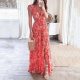Plus Size Sexy Printed Hollow Out Maxi Dress GHMF-24317