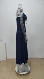Plus Size Solid Color Tie Up Sling Maxi Dress GHMF-28268