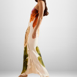 Plus Size Single Shoulder Sling Printed Maxi Dress GHMF-29511