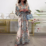 Plus Size Vintage Printed Long Sleeve Maxi Dress GHMF-28758