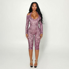 Halterneck 3/4 Sleeve Seventh Jumpsuit MXBF-J26JP426