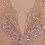 See Through Mesh Hot Diamond Maxi Dress BY-7825