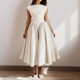 Plus Size Solid Color Sleeveless Long Dress GHMF-29220