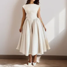 Plus Size Solid Color Sleeveless Long Dress GHMF-29220