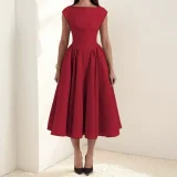 Plus Size Solid Color Sleeveless Long Dress GHMF-29220