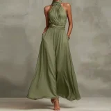 Plus Size Halterneck Sleeveless Maxi Dress GHMF-30592