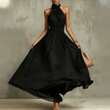 Plus Size Halterneck Sleeveless Maxi Dress GHMF-30592