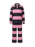 Long Sleeve Stripe Color Block Two Piece Pants Set HNIF-MC046
