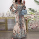 Plus Size Vintage Printed Long Sleeve Maxi Dress GHMF-28758