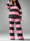 Long Sleeve Stripe Color Block Two Piece Pants Set HNIF-MC046