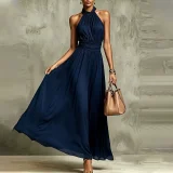 Plus Size Halterneck Sleeveless Maxi Dress GHMF-30592