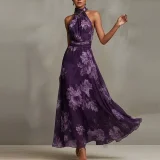 Plus Size Halterneck Sleeveless Maxi Dress GHMF-30592