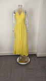 Plus Size Solid Color Split Sling Maxi Dress GHMF-29249
