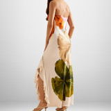 Plus Size Single Shoulder Sling Printed Maxi Dress GHMF-29511