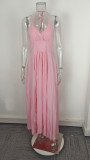 Plus Size Solid Color Split Sling Maxi Dress GHMF-29249