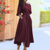 Plus Size Solid Color Slash Shoulder Maxi Dress GHMF-21705