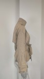 Plus Size Solid Color Tie Up Short Coats GHMF-29898