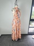 Plus Size Printed Sleeveless Maxi Dress GHMF-30607