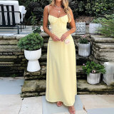 Plus Size Solid Color Tie Up Sling Maxi Dress GHMF-28268