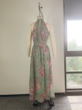Plus Size Halterneck Sleeveless Maxi Dress GHMF-30592