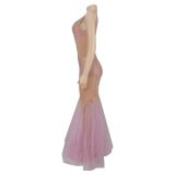 See Through Mesh Hot Diamond Maxi Dress BY-7825