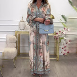 Plus Size Vintage Printed Long Sleeve Maxi Dress GHMF-28758