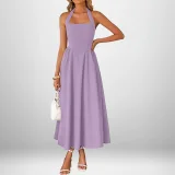 Plus Size Solid Color Halterneck Maxi Dress GHMF-29325