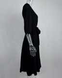 Plus Size Solid Color Slash Shoulder Maxi Dress GHMF-21705