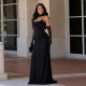 Solid Color Off Shoulder Ruched Maxi Dress BY-7853