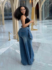 Fashion Washed Wide Leg Jeans SH-391650