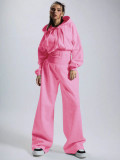 Fleece-lined Zipper Solid Color Jumpsuit CH-26052