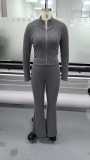 Slim Cropped Cardigan High-Waisted Flared Pants Two Piece Set GMYS-WL260723