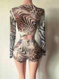 Pre Order: About 7 work days shipping Printed Long Sleeve Short Suit YUEM-202697