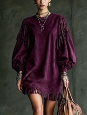 Loose Tassel Lantern Sleeve Holidays Dress GMYS-WL8521