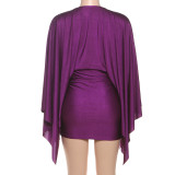 Solid Color V Neck Mini Dress GZJQ-K25D80389
