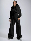 Fleece-lined Zipper Solid Color Jumpsuit CH-26052
