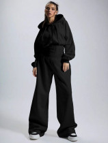 Fleece-lined Zipper Solid Color Jumpsuit CH-26052