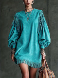 Loose Tassel Lantern Sleeve Holidays Dress GMYS-WL8521