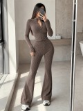 Slim Cropped Cardigan High-Waisted Flared Pants Two Piece Set GMYS-WL260723