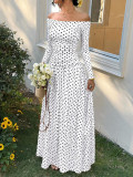 Polka-Dot Off Shoulder Long Sleeve Sexy Maxi Dress GMYS-WL8515